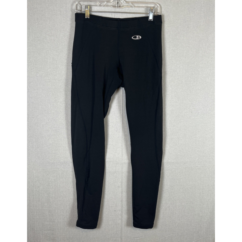IceBreaker Merino Pants Mens M Black GT Wool Zip Ankle Pocket Tights Running
